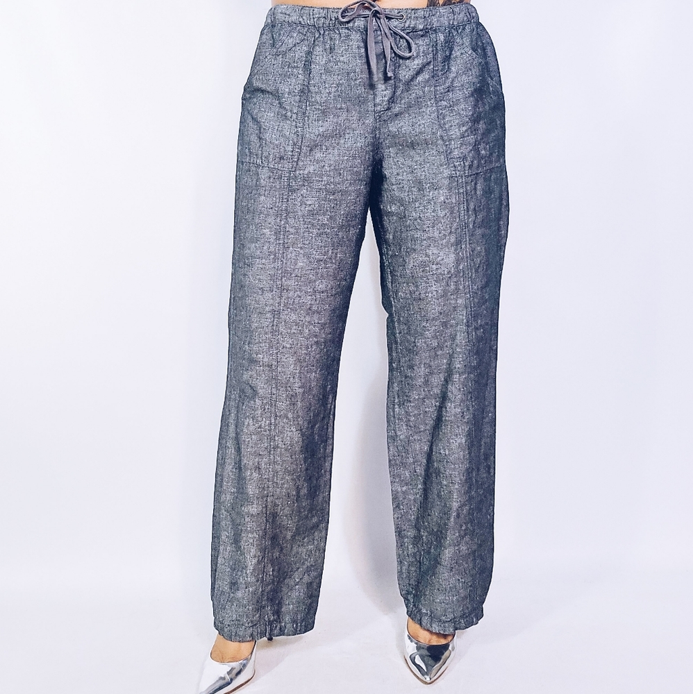 Linen Blend Drawstring Pants - Picture 3 of 10